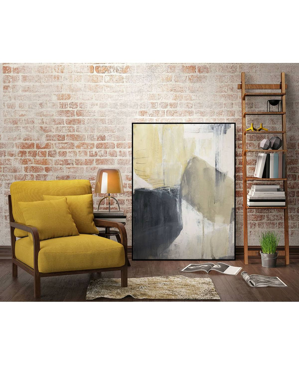 Neutral Divide I Framed Canvas - Brown C10079