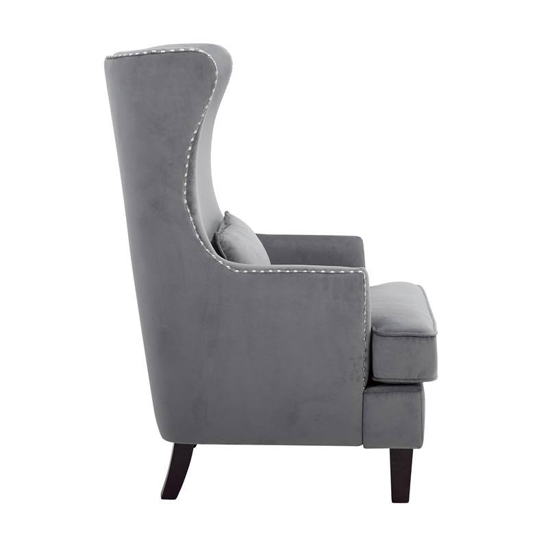 Gray Velvet Wing Back Accent Chair R6717