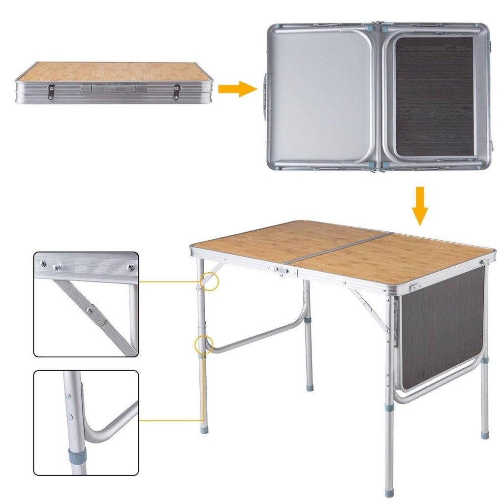Aluminum Folding Camping Table with MDF Table Top T524239