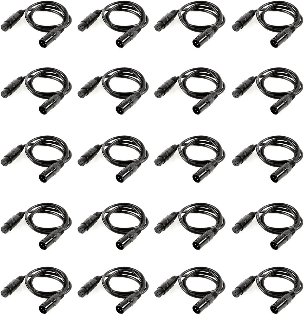 20 Pack 6.5FT 3-Pin DMX Cable Stage Light Wire K40428