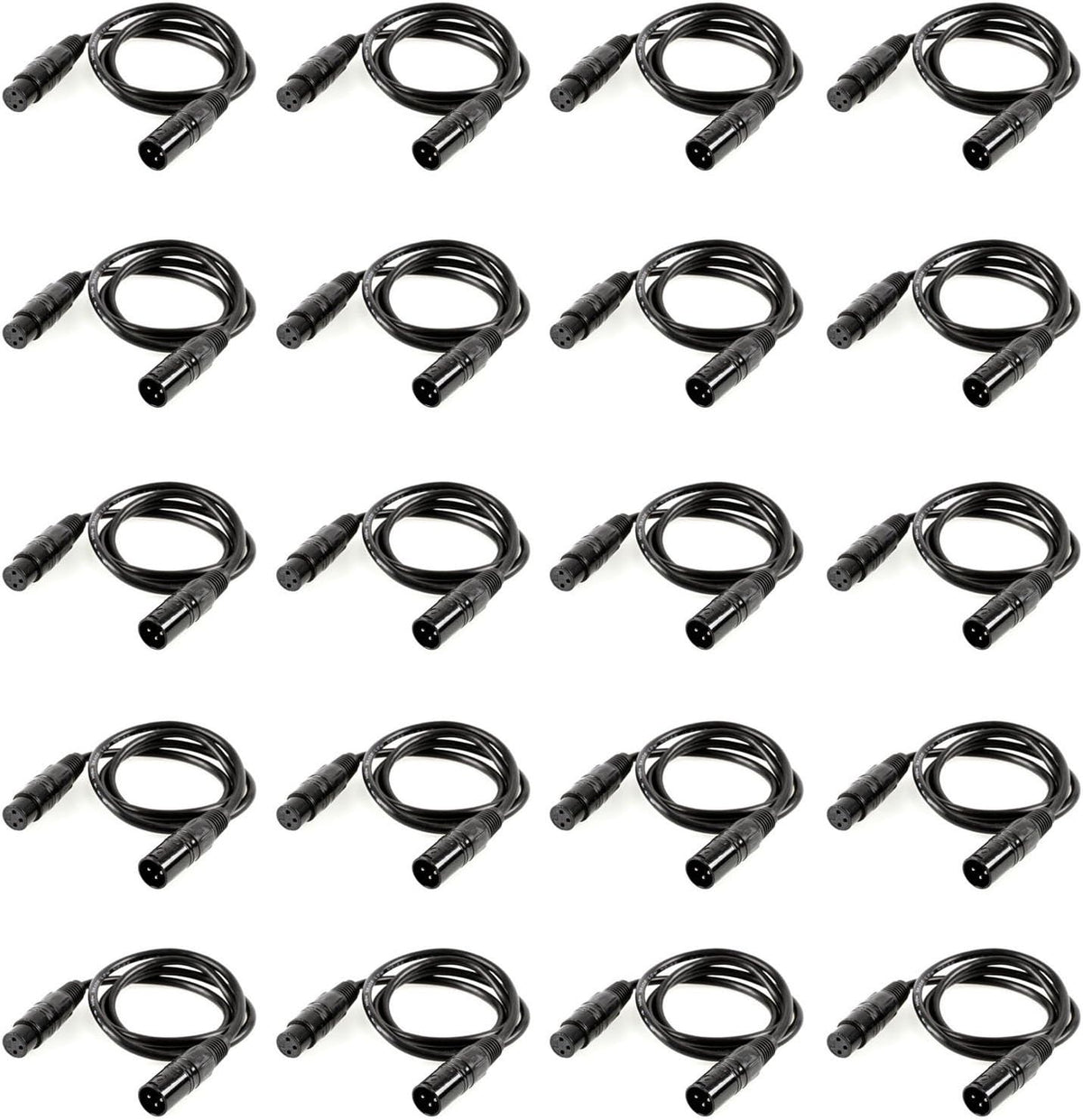 20 Pack 6.5FT 3-Pin DMX Cable Stage Light Wire K40428
