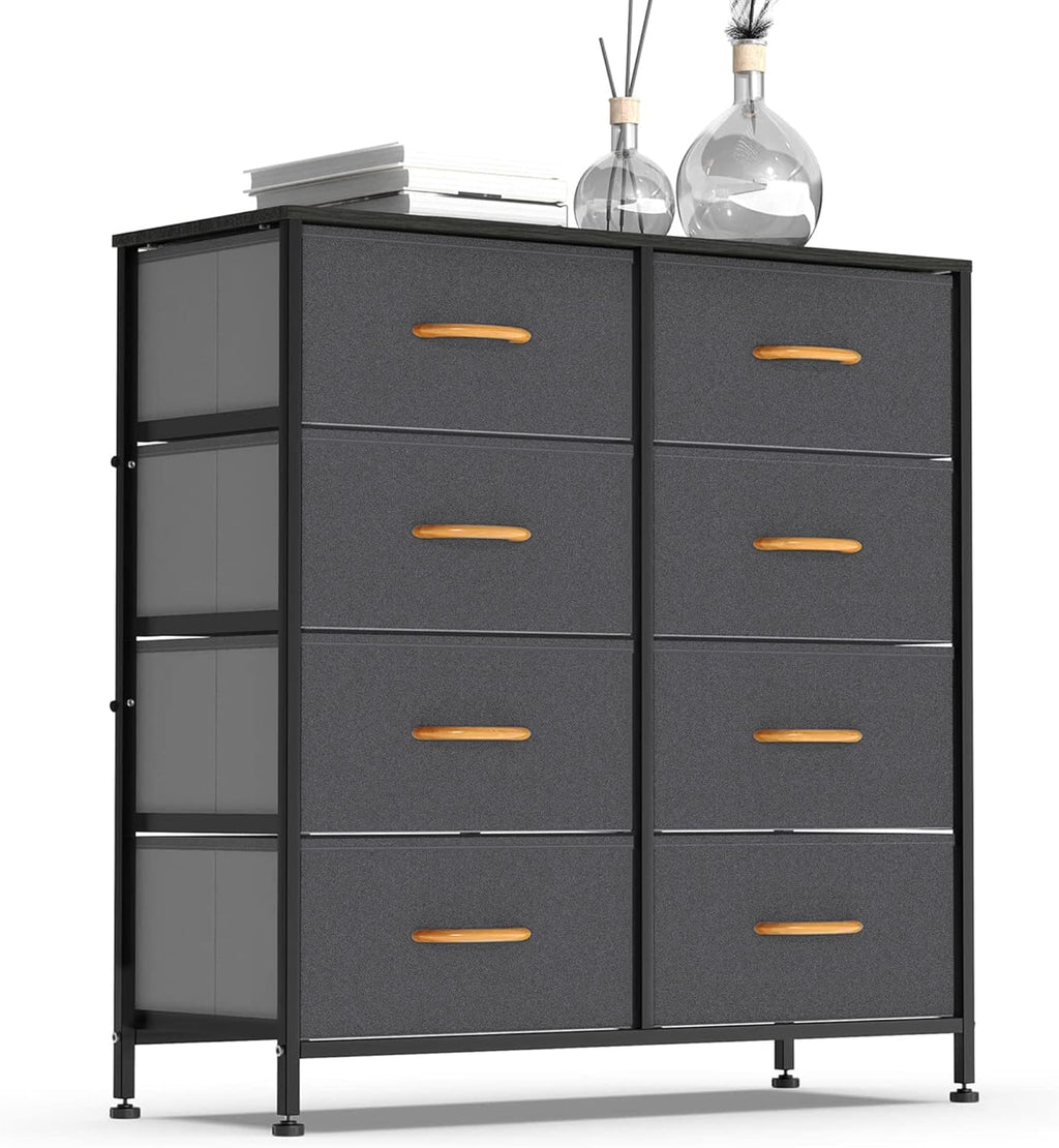 8 Drawer Vertical Dresser with Steel Frame and Fabric Bins C134