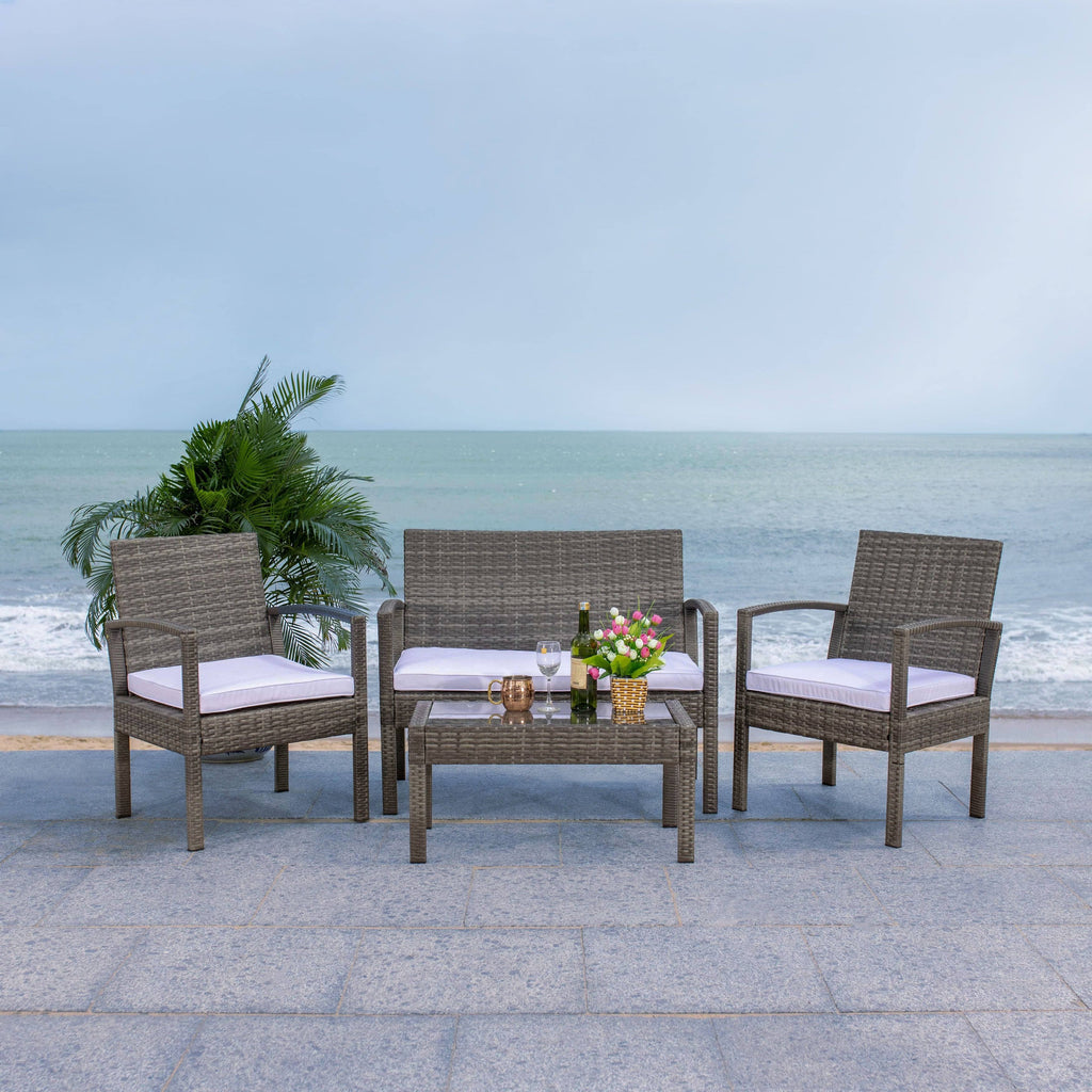 4 Piece Grey Brown White Patio Set P2846