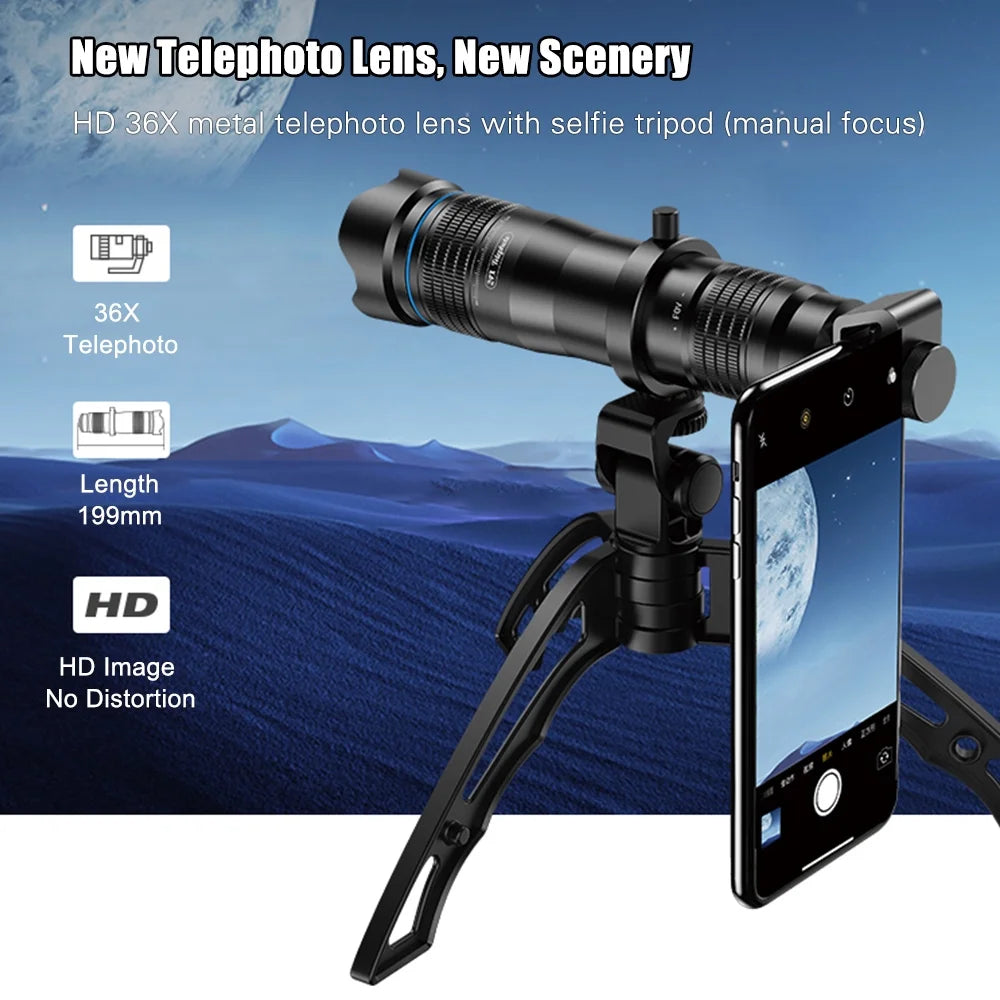 HD 36X Metal Telescope Lens for Smartphones Q8601