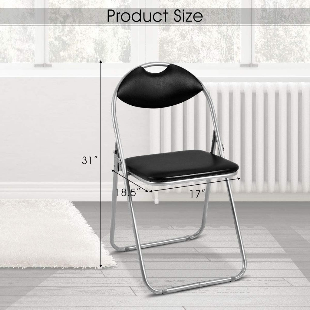 6 Pack Aluminum Folding Chairs with Padded Seats and Carrying Handle, Black L322