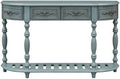 Retro Curved Console Table with 2 Top Drawers and Solid Wooden Frame V199026