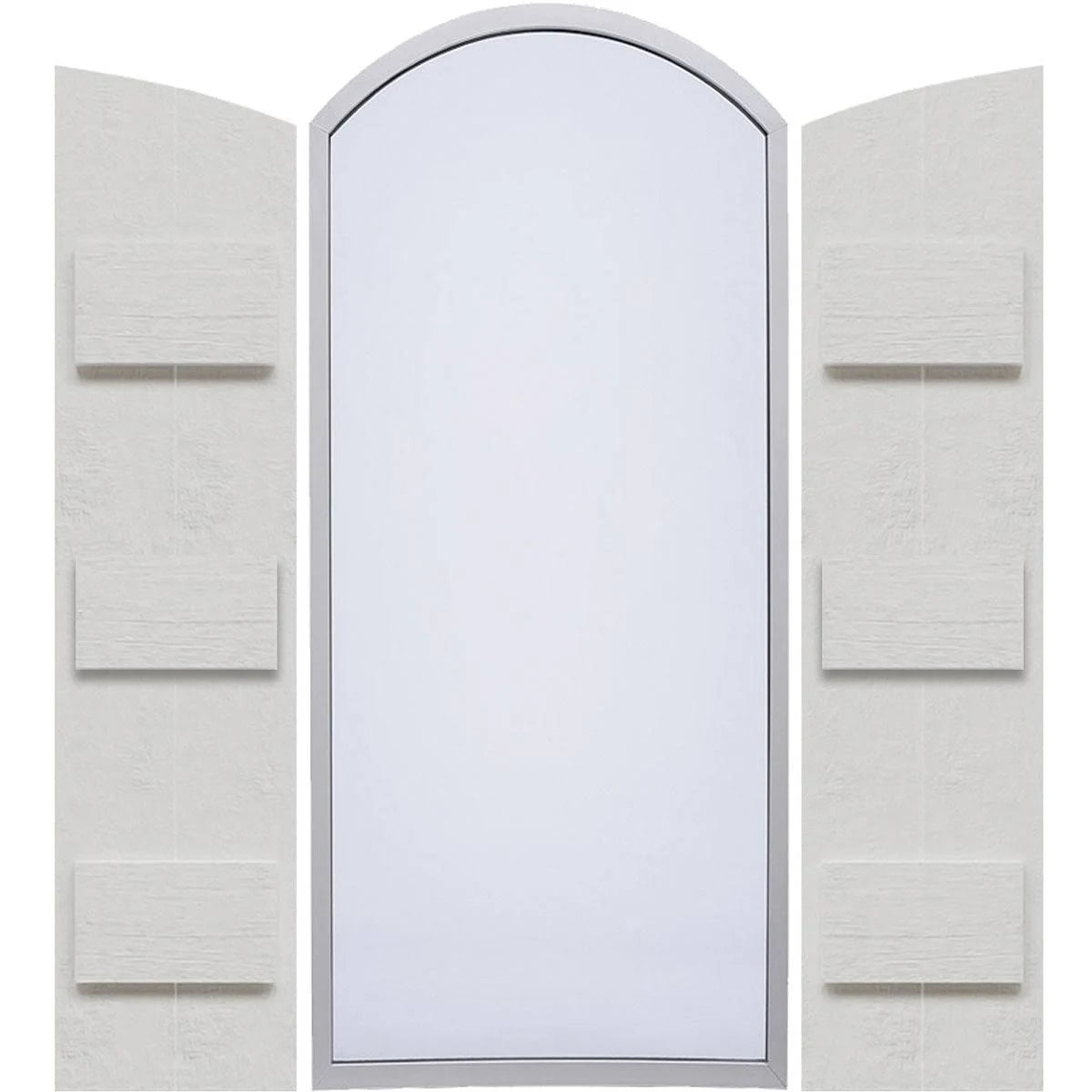 Rustic Faux Wood Shutters with Elliptical Arch Top F4069