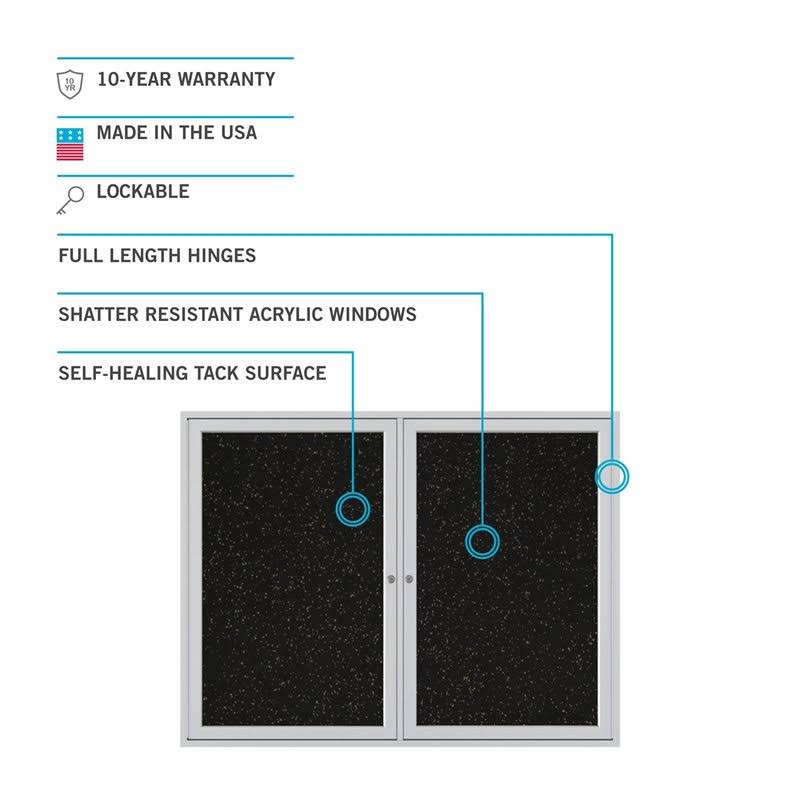 Black 1-Door Enclosed Recycled Rubber Bulletin Board C978