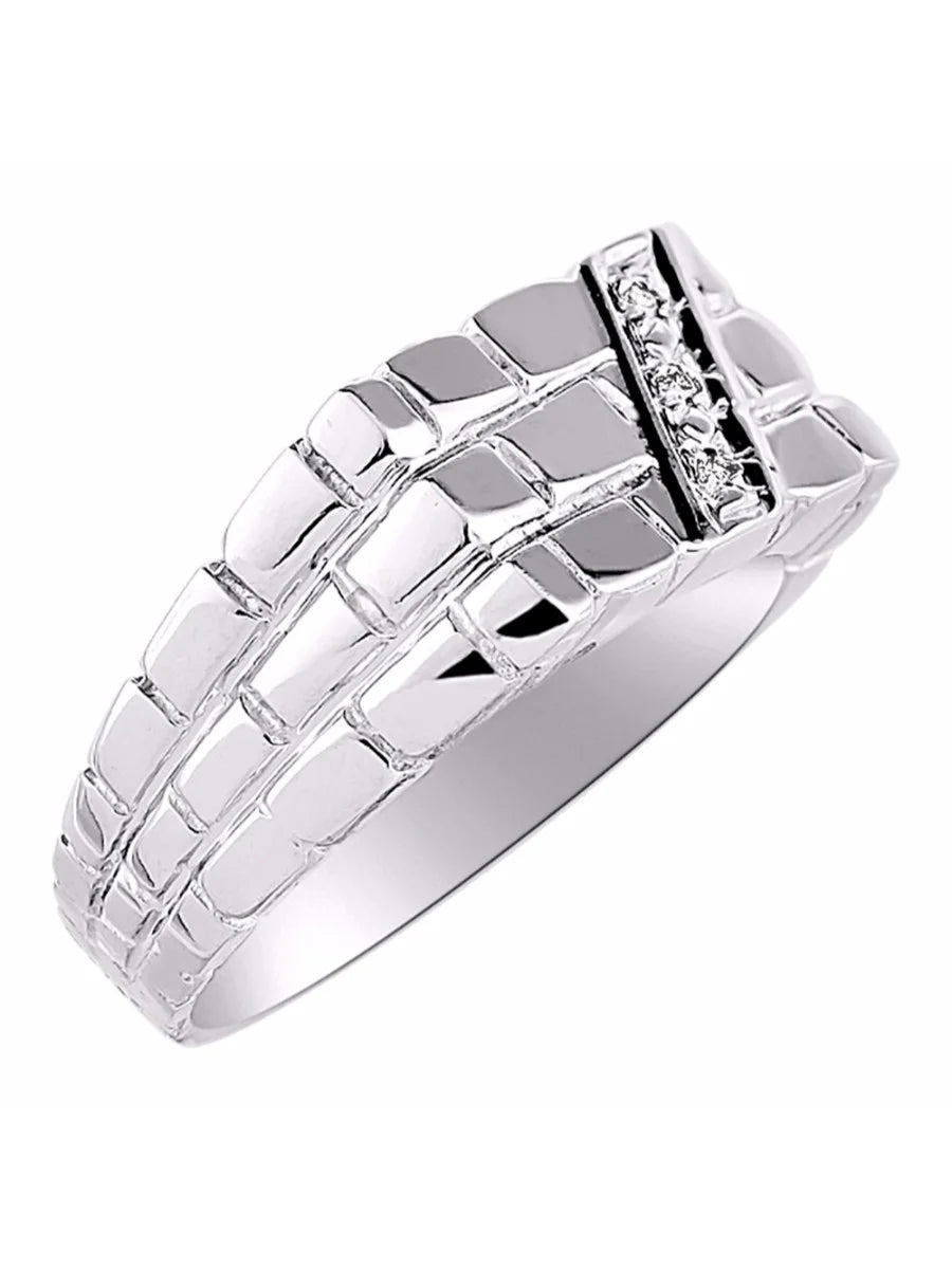 Sterling Silver Ring with Genuine Diamonds A42502