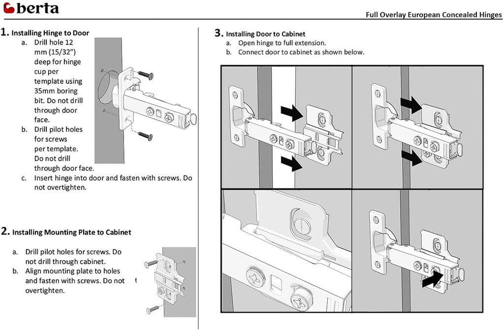 25 Pieces Full Overlay Frameless Soft Closing European Hinges with Screws A6085