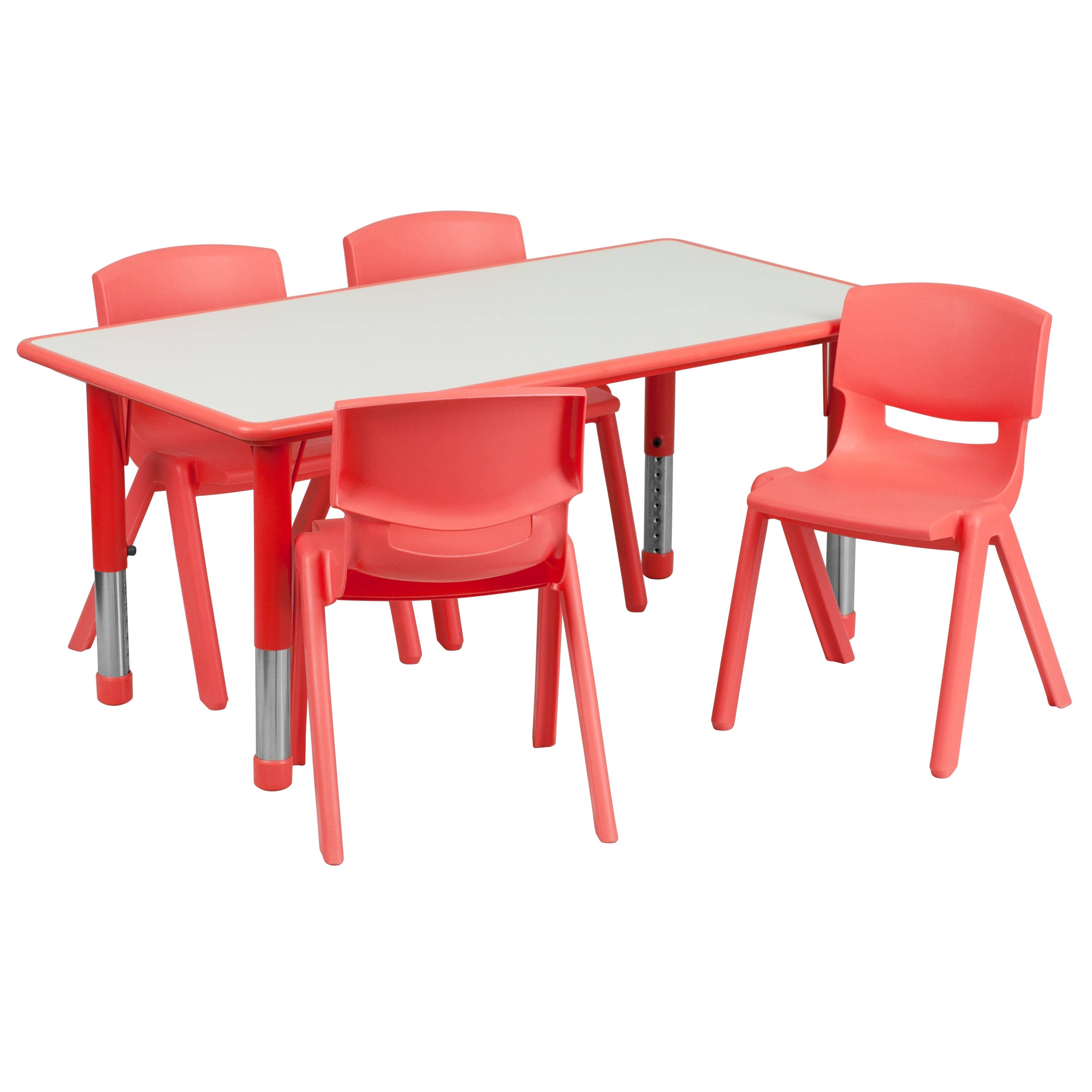 Red Height-Adjustable Plastic Pre-School Activity Table Set C696