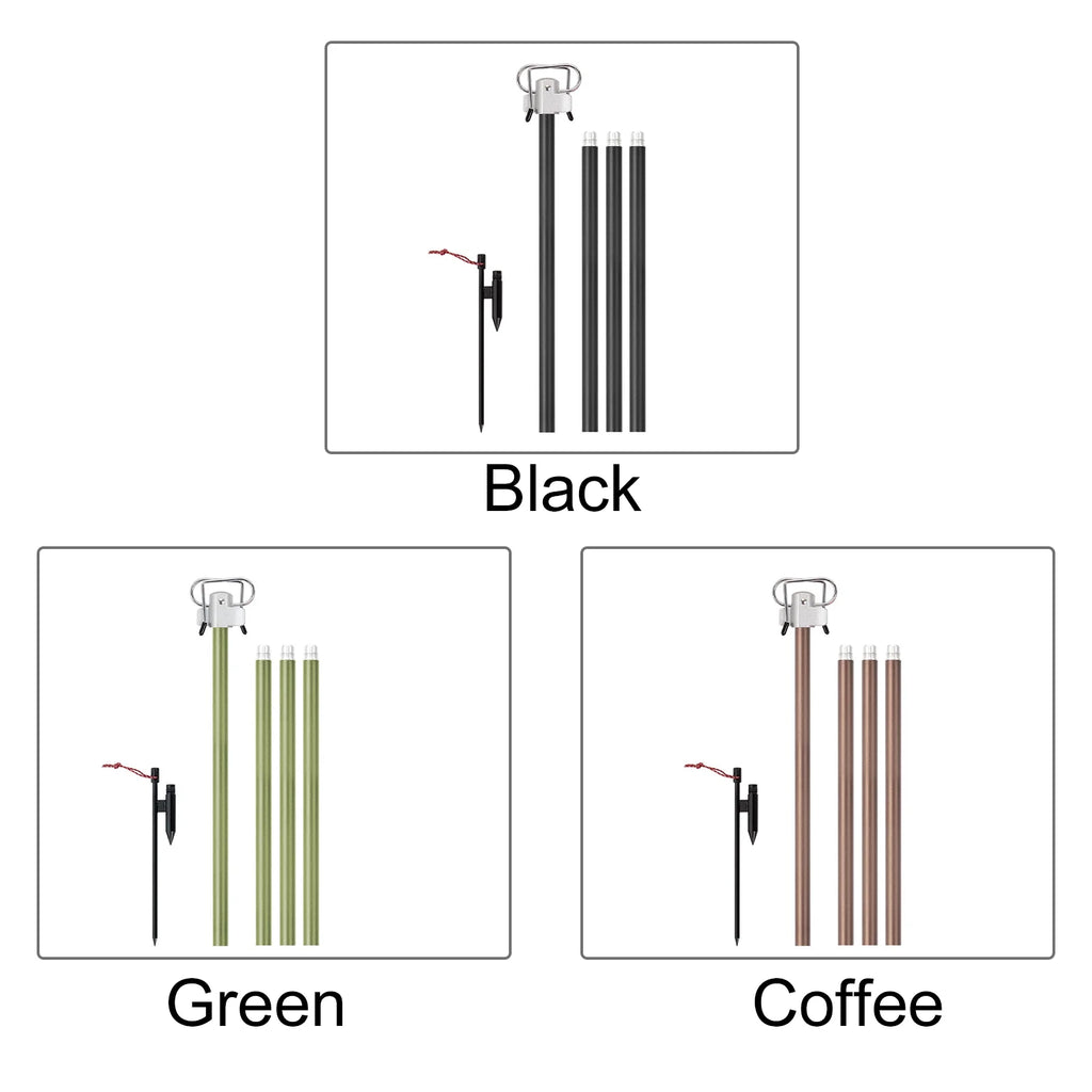 Portable Camping Folding Lamp Pole Lightweight Collapsible Aluminum Lantern Stand Light Hanger Holder Stick M364