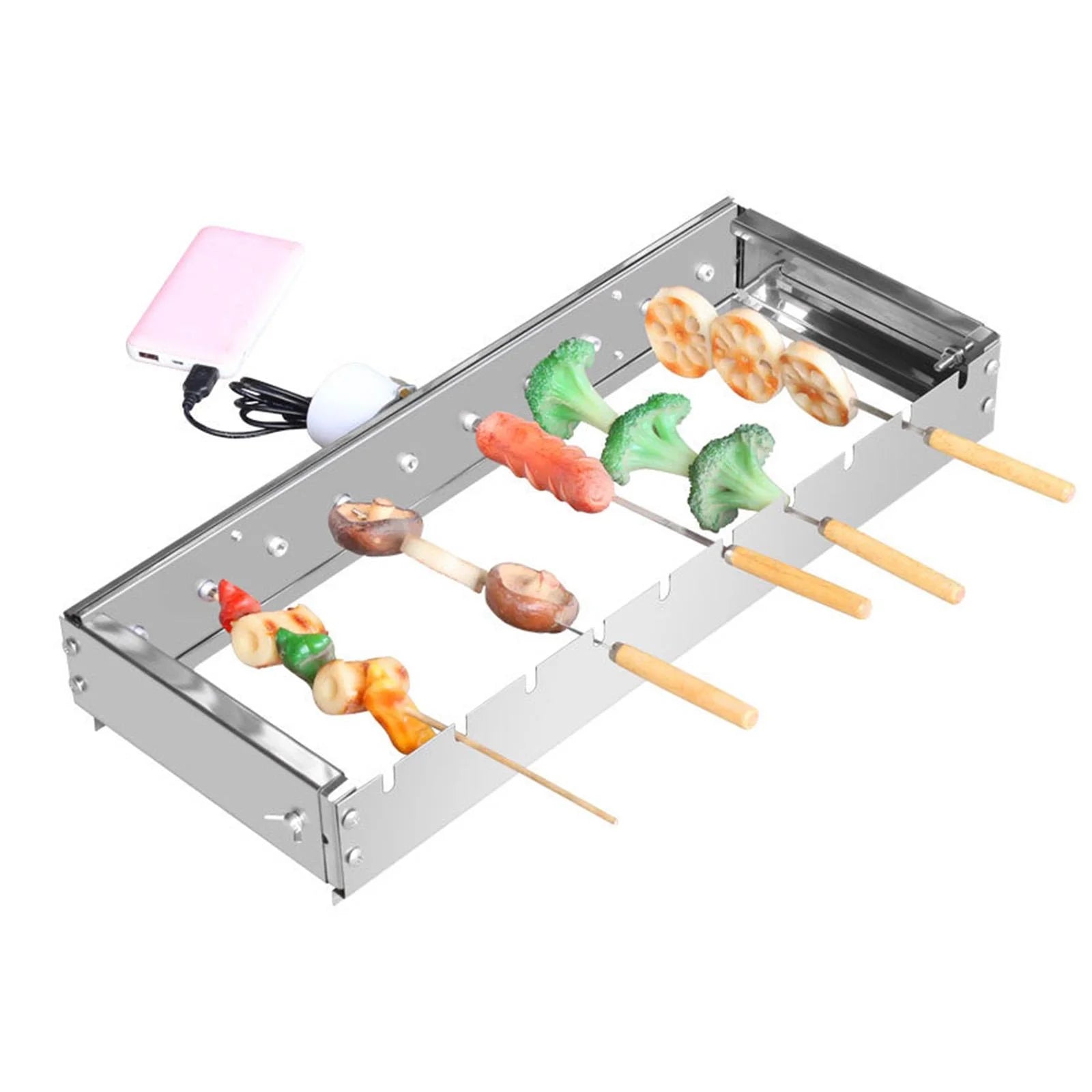 60cm Adjustable Width Rolling Heavy Duty BBQ Grill J949