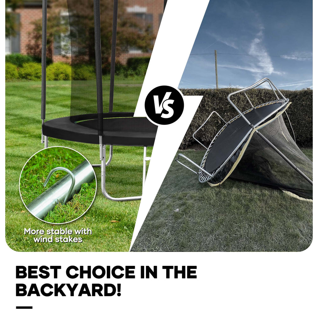 14 FT Trampoline with Ladder, Safety Enclosure, Wind Stakes F432