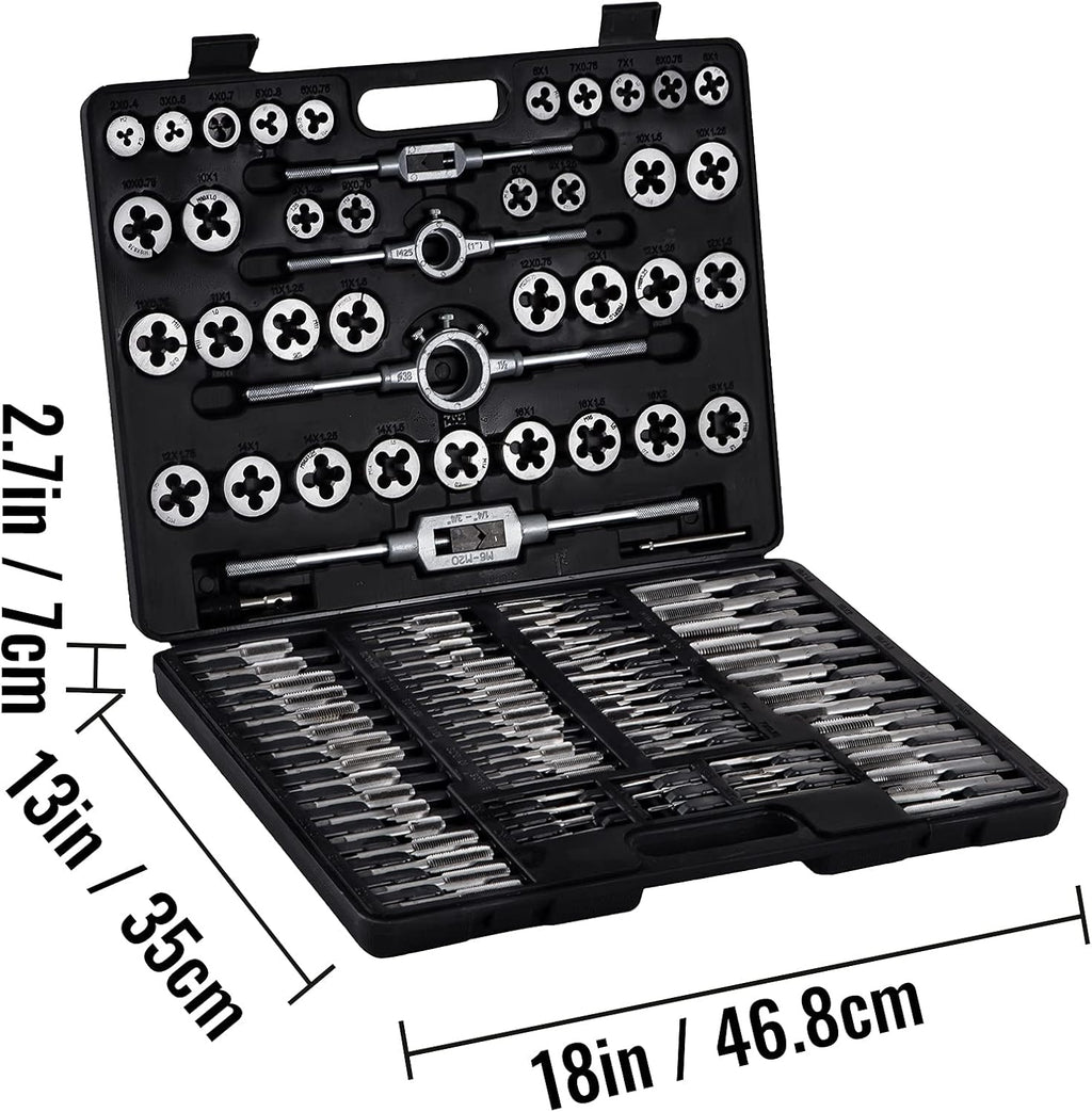 110Pcs Tungsten Steel Titanium Tap & Die Metric Tool Set W4657