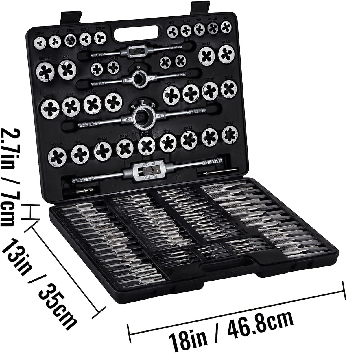 110Pcs Tungsten Steel Titanium Tap & Die Metric Tool Set W4657