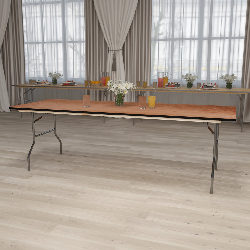 8-Foot Rectangular Wood Folding Banquet Table G68224