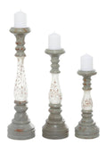 White and Grey Wood Candle Holders Q61241