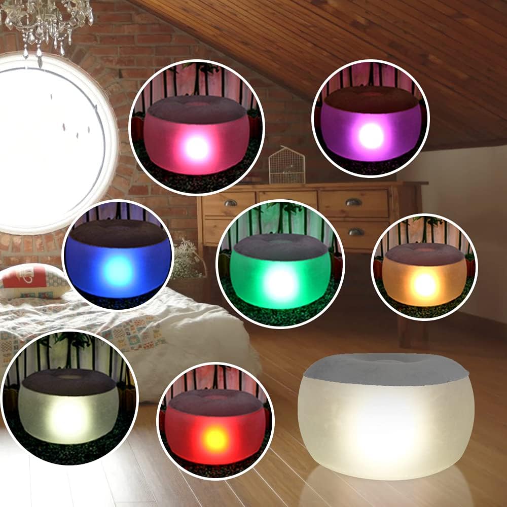 Inflatable Stool Ottoman with Remote Control LED Light and Foot Pump M682988