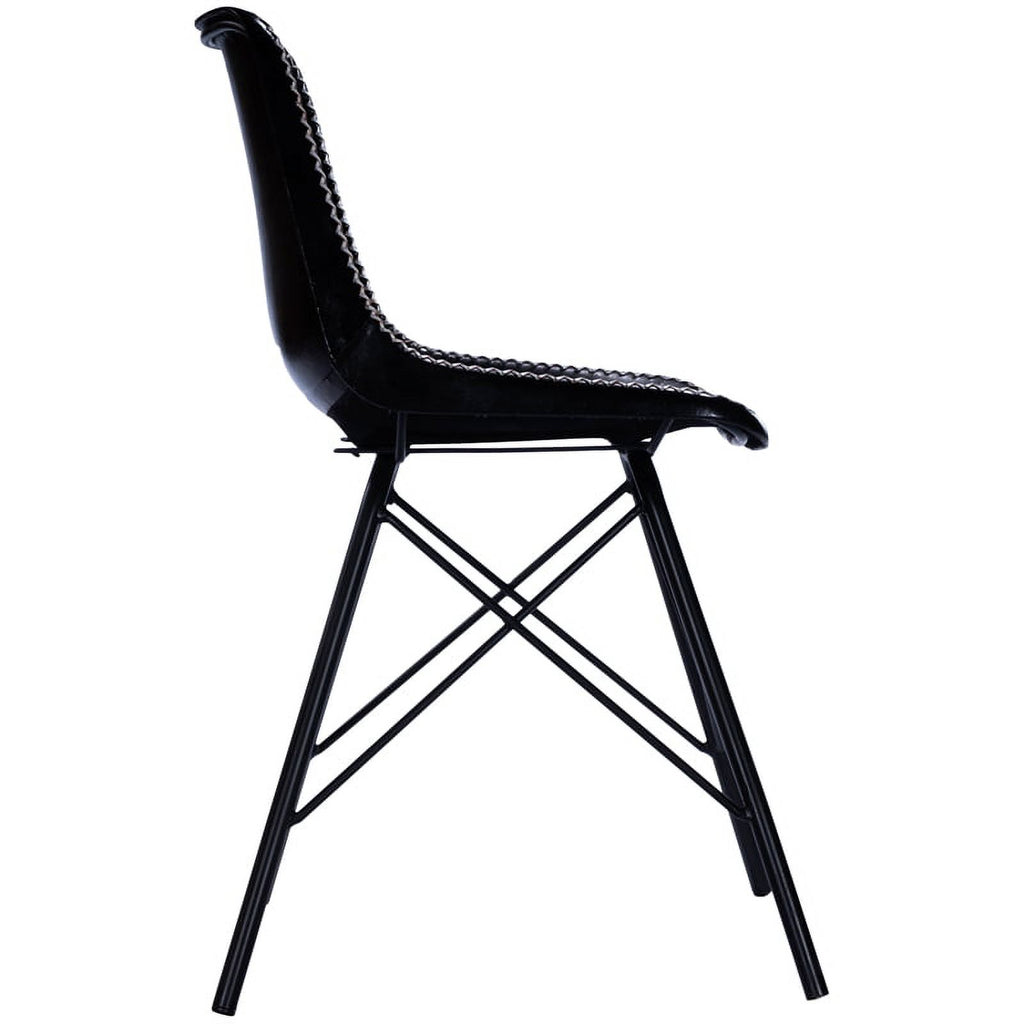 Black Leather Side Chair Set of 2 U86778