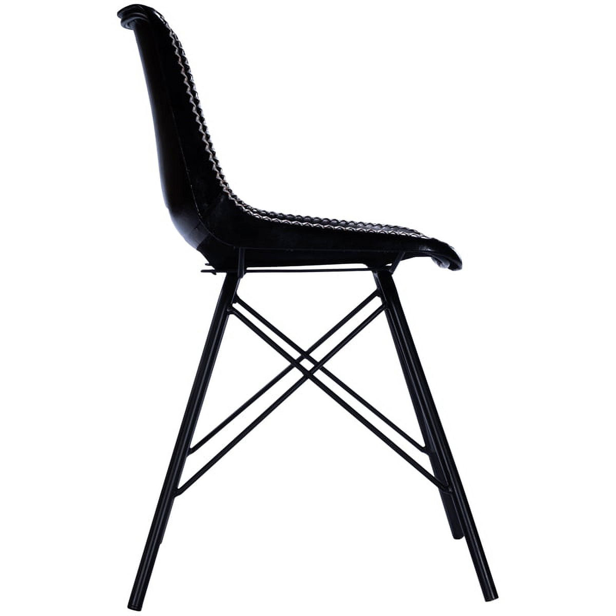 Black Leather Side Chair Set of 2 U86778