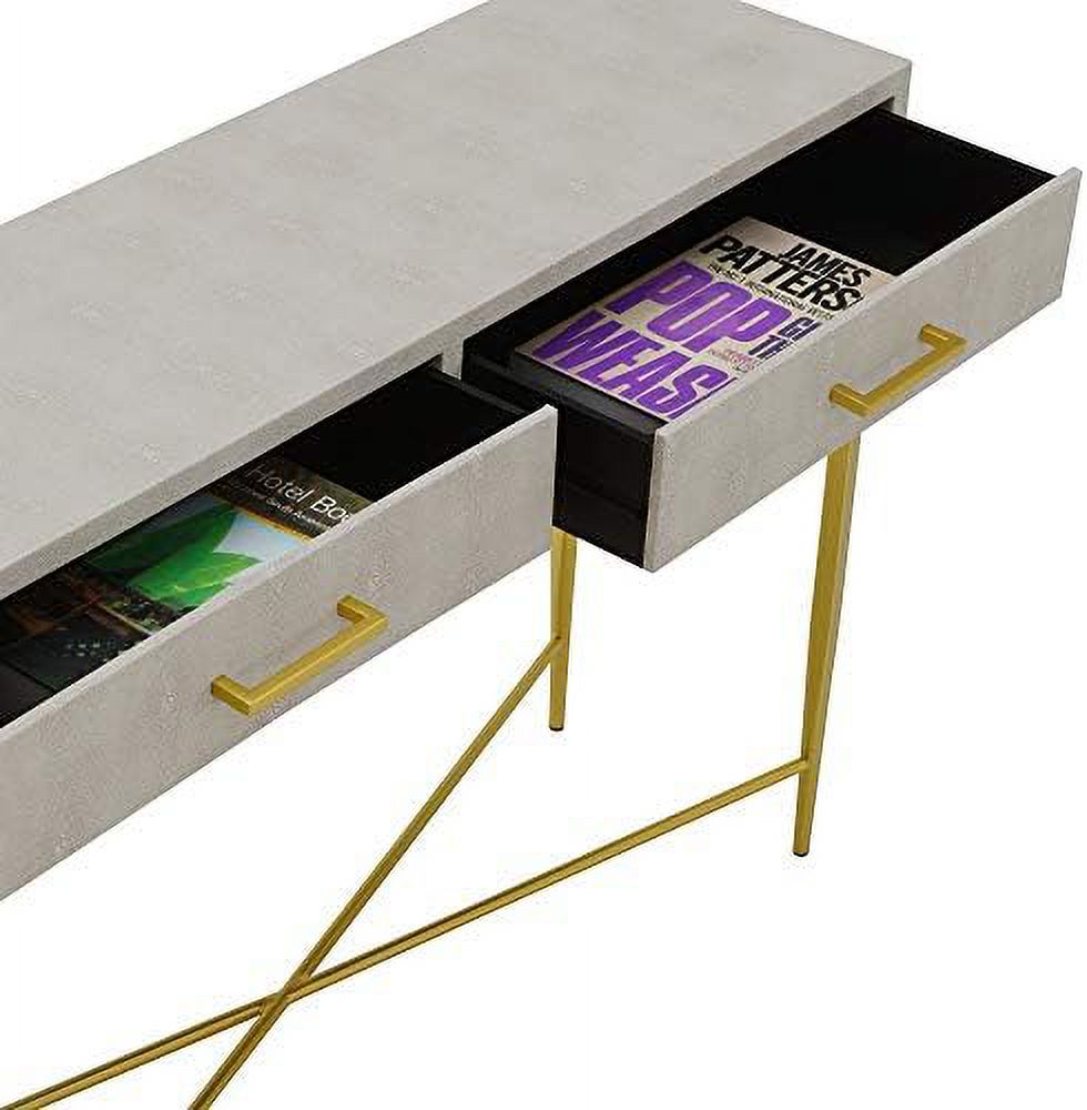 White Scallop Console Table B46156