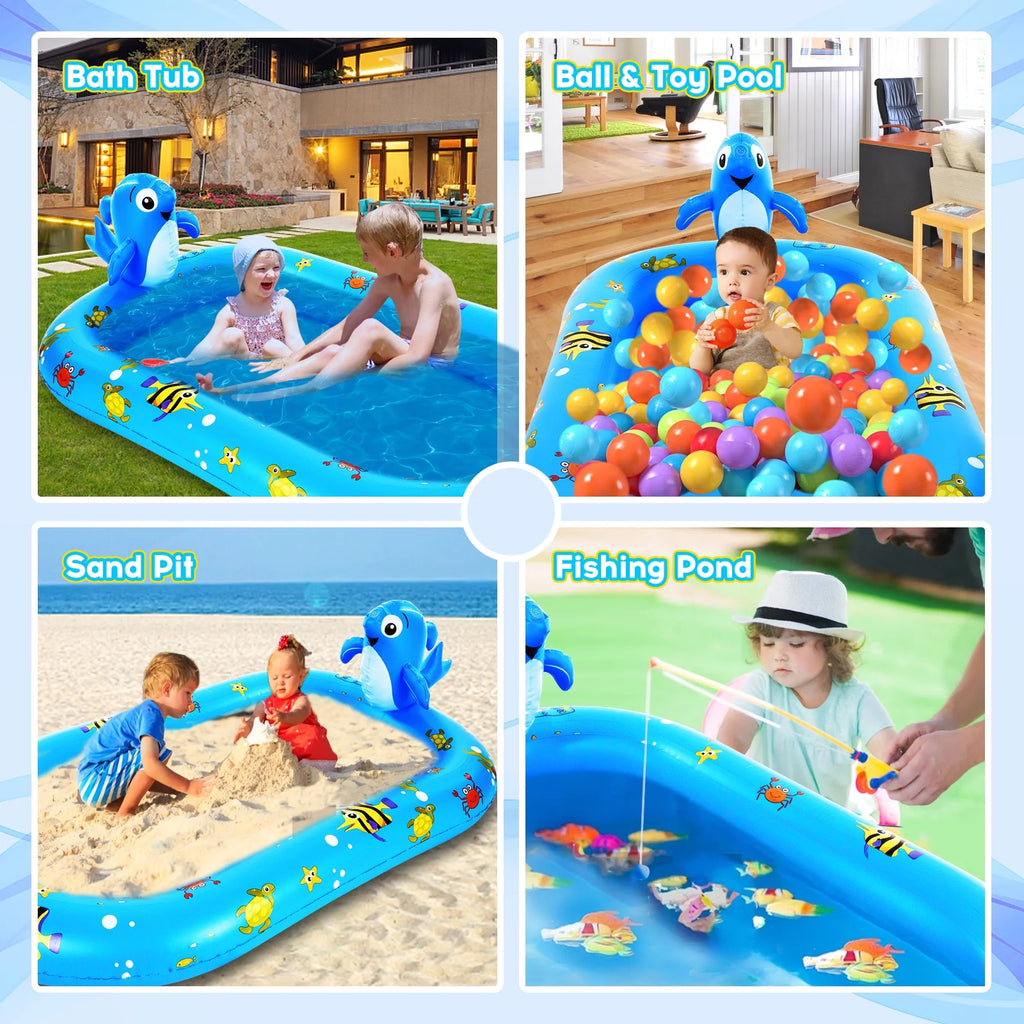 Dolphin Inflatable Sprinkler Pool 67 * 40in Q978