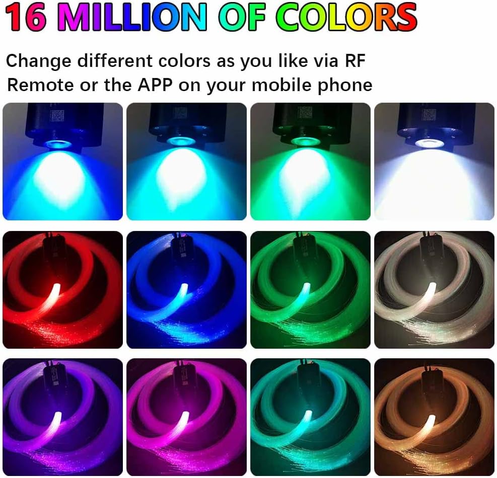 460pcs 0.03in 9.8ft Bluetooth RGBW LED Fiber Optic Star Ceiling Light Kit A95839