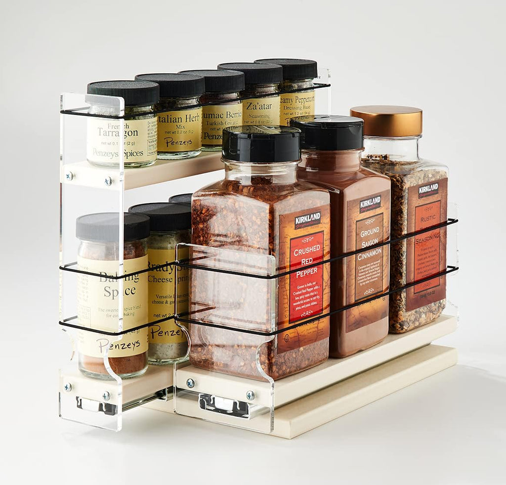 Combo 2 Tier Spice Rack Drawer and Storage Organizer Drawer L791