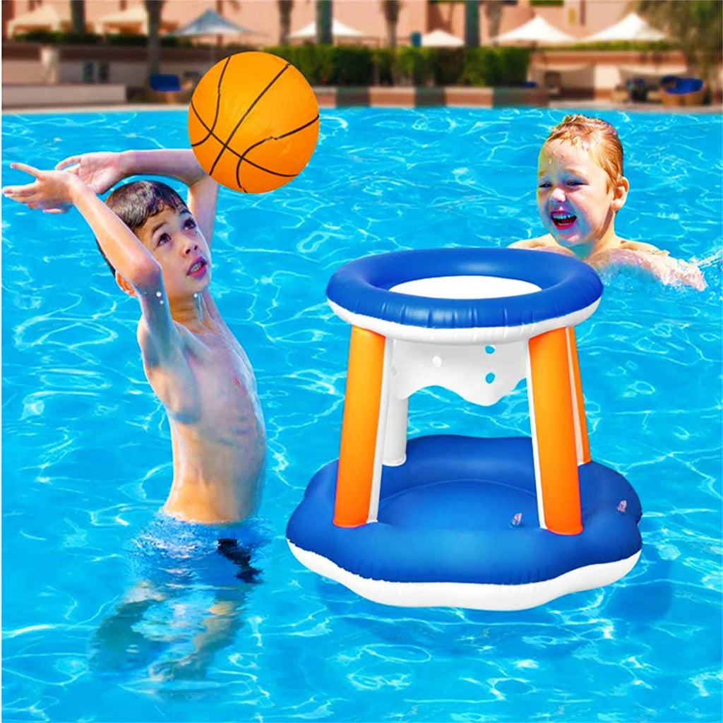Inflatable Pool Float Set with Volleyball Net and Basketball Hoops I57051