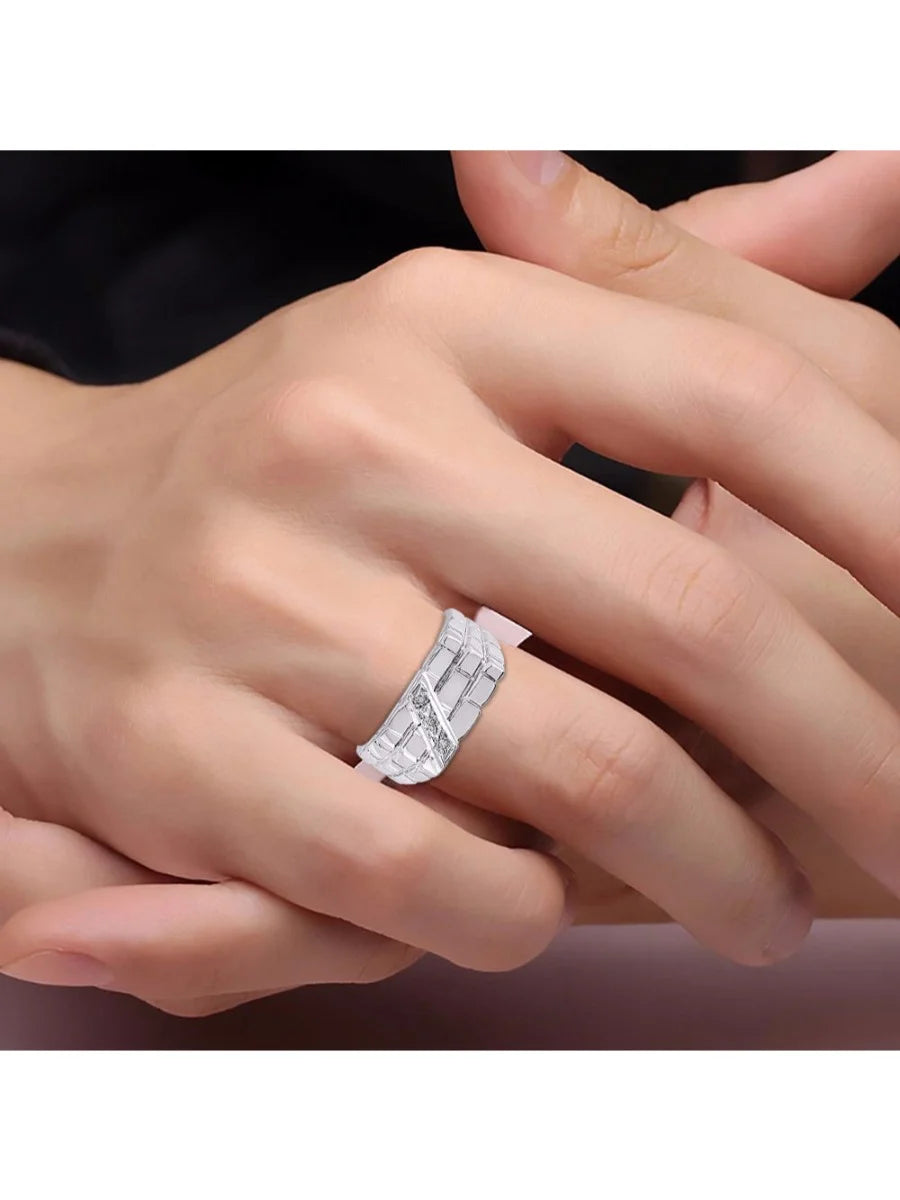 Sterling Silver Ring with Genuine Diamonds A42502