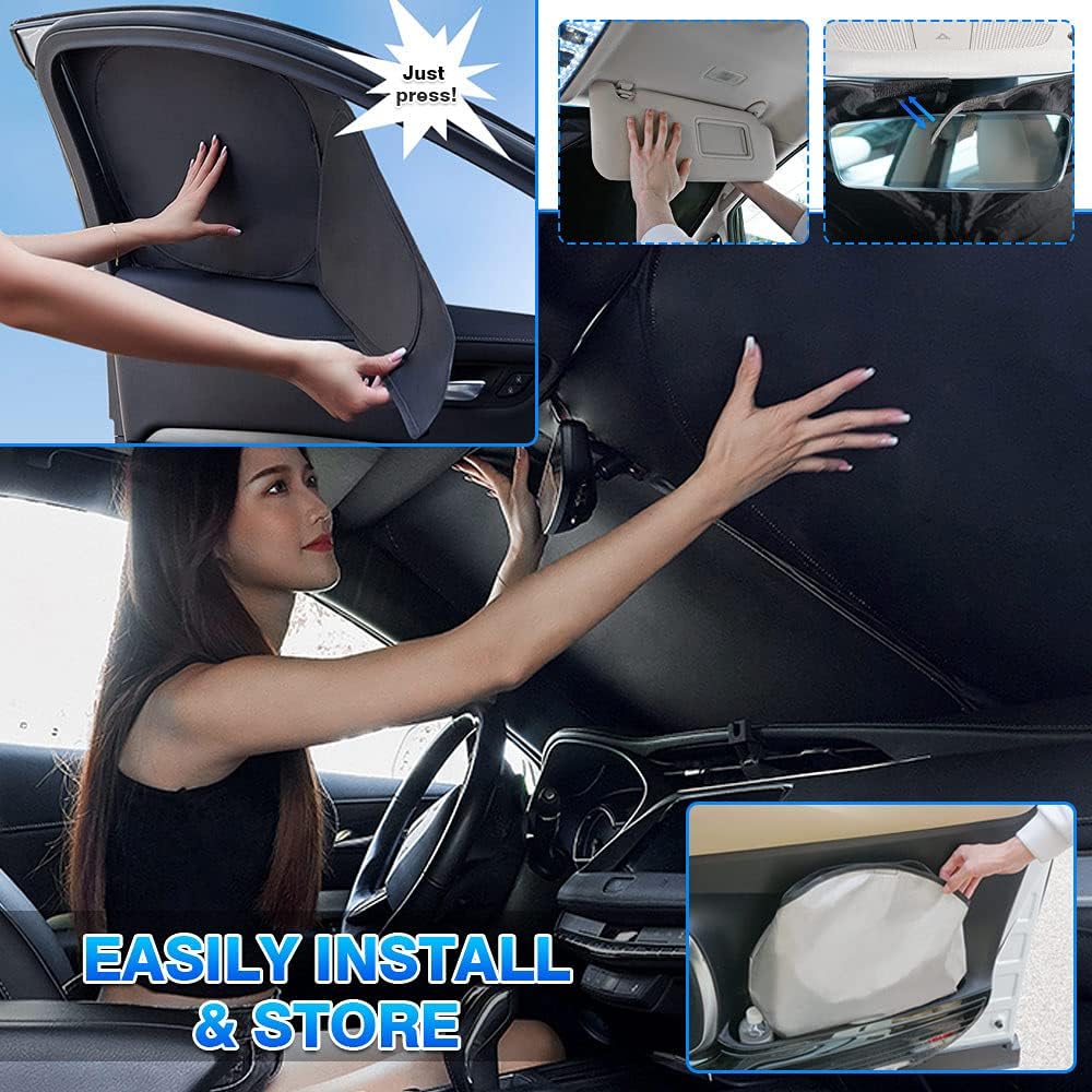 Custom Fit Sun Shade Windshield Sunshade Front Window Shades Rear Windows Cover Full Set 6PCS Pack of 2 S215