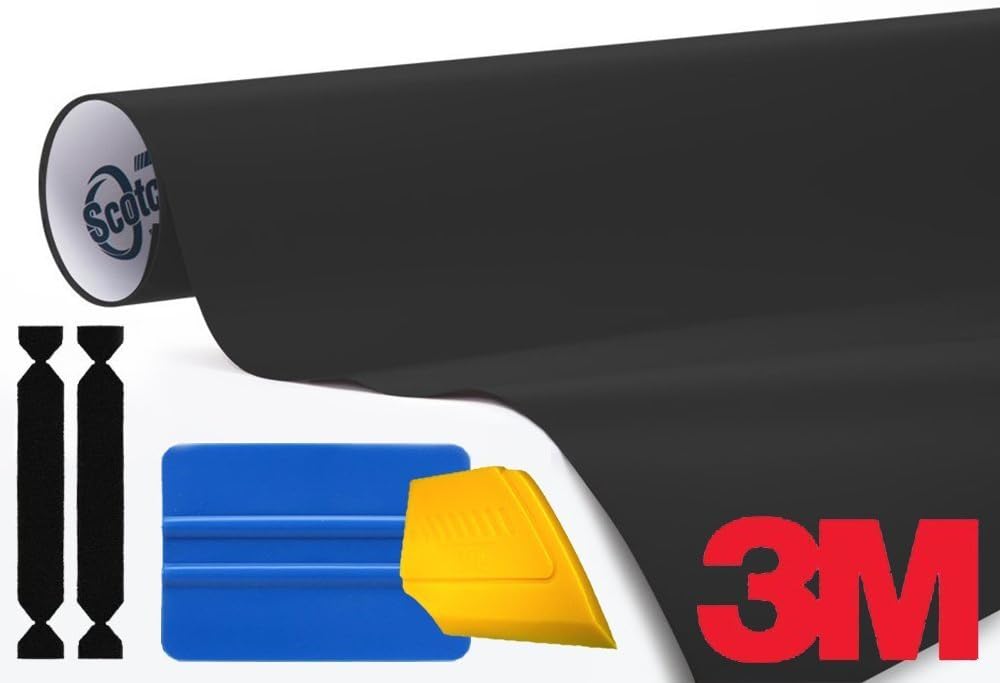Matte Black Air-Release Vinyl Wrap Roll Including Toolkit (5 Feet X 5 Feet) Pack of 2 G111251