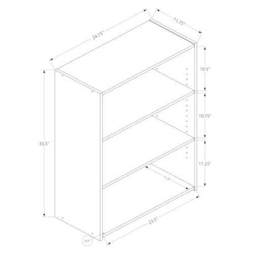 Dark Taupe 3 Shelves Bookcase I3944