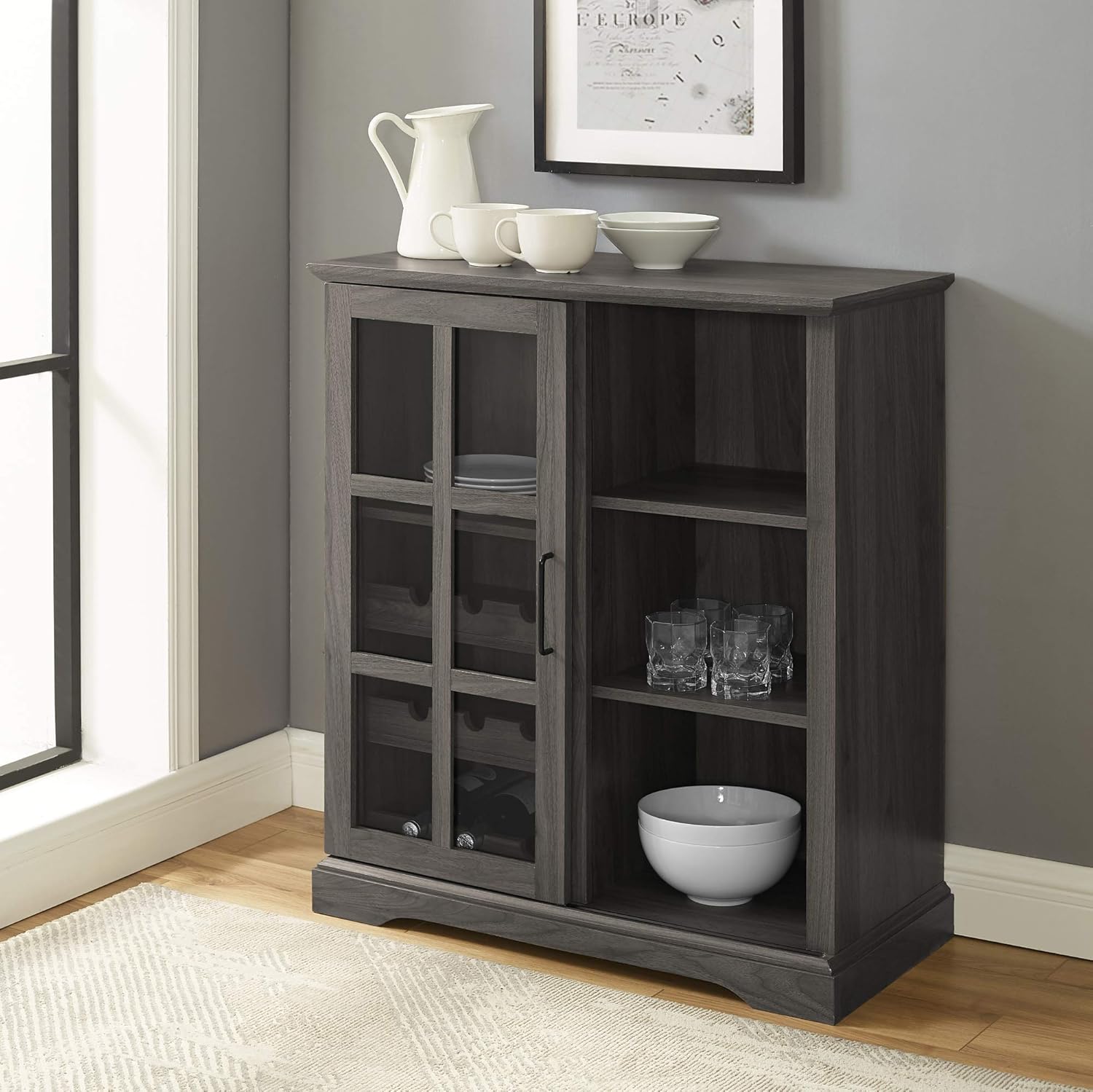 White 48 Inch Wood Buffet Sideboard Cabinet J583