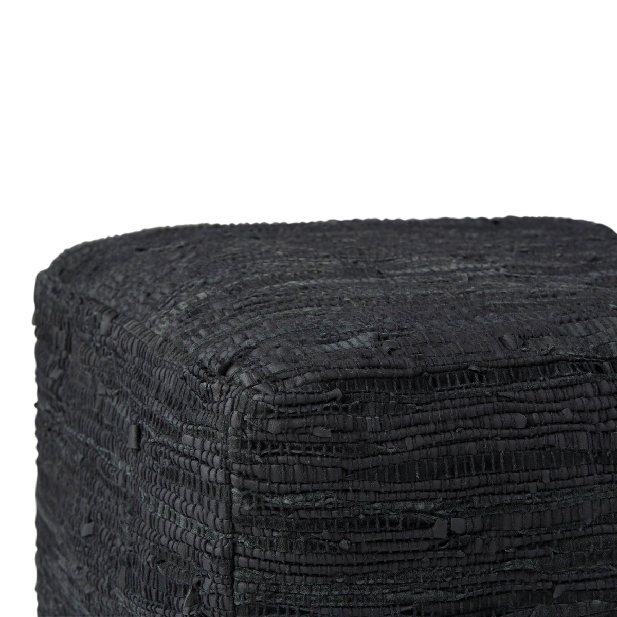 Genuine Leather Square Pouf - Grey G6956