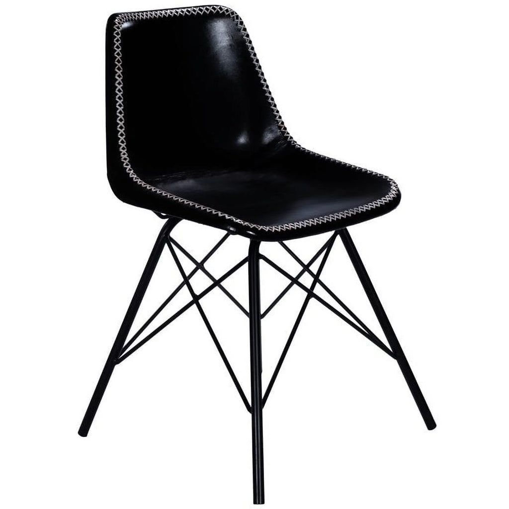 Black Leather Side Chair Set of 2 U86778