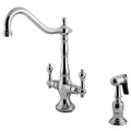 Chrome Double Handle Kitchen Faucet with Brass Sprayer V124