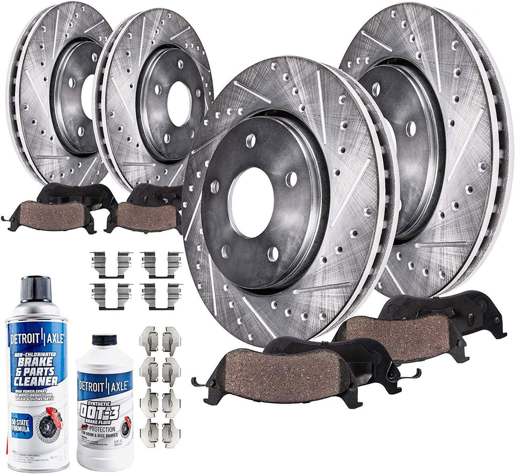 Front Rear Drilled & Slotted Rotors + Brake Pads Replacement 10pc Set D7866