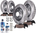 Front Rear Drilled & Slotted Rotors + Brake Pads Replacement 10pc Set D7866