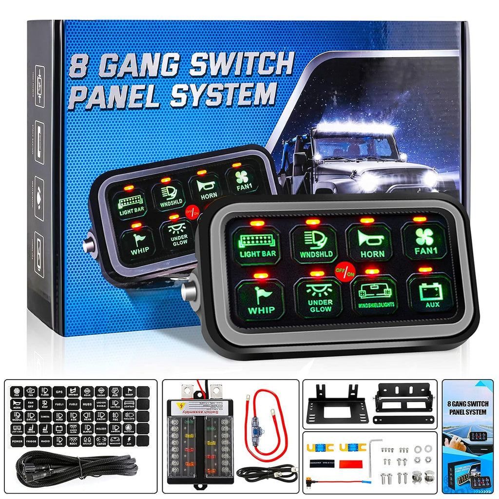 6 Gang Switch Panel with Electronic Relays, Waterproof Pack of 2 U301094
