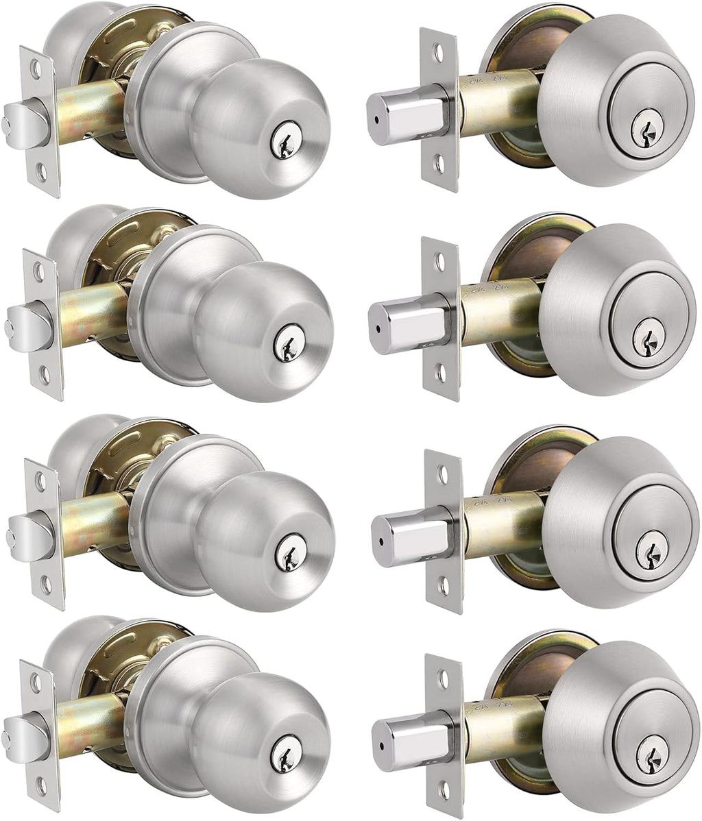 Front Door Handleset with Single Cylinder Deadbolt in Satin Nickel Finish L76321