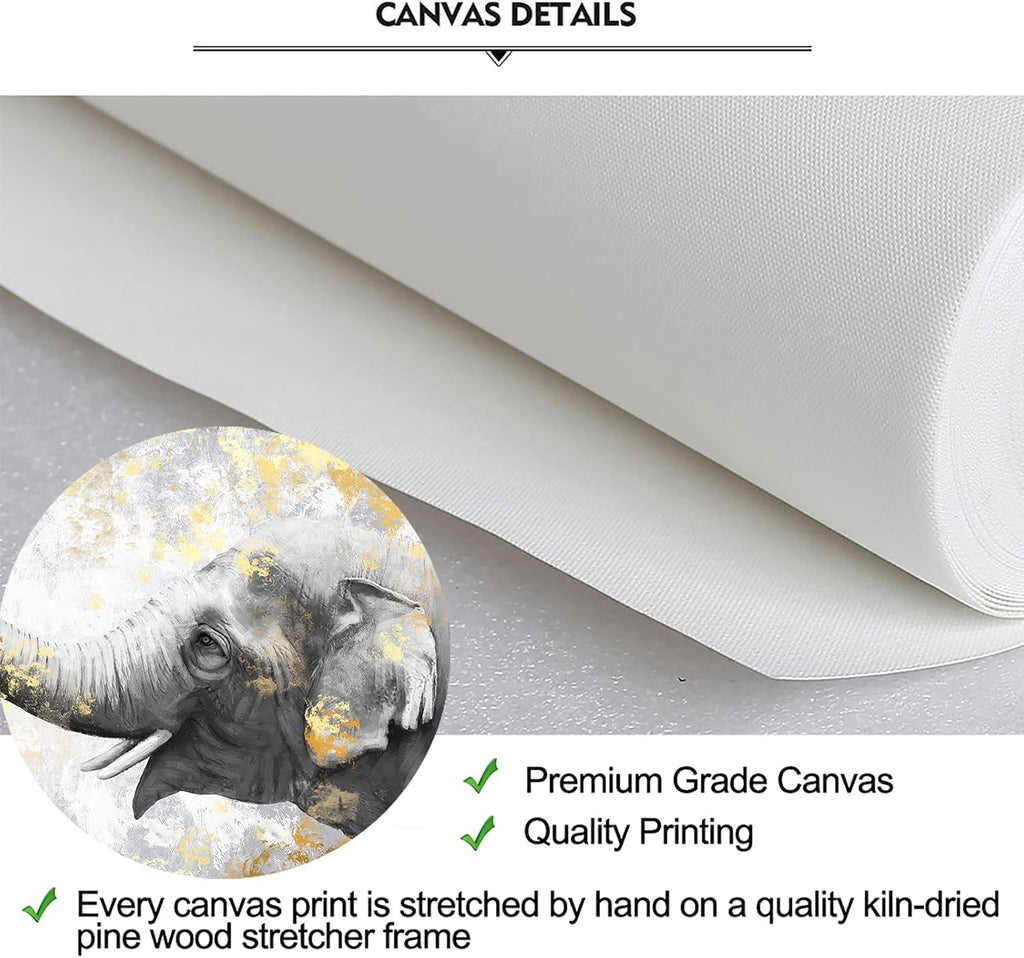 Gold and Grey Framed Elephant Canvas Print 24x36inches Y12132