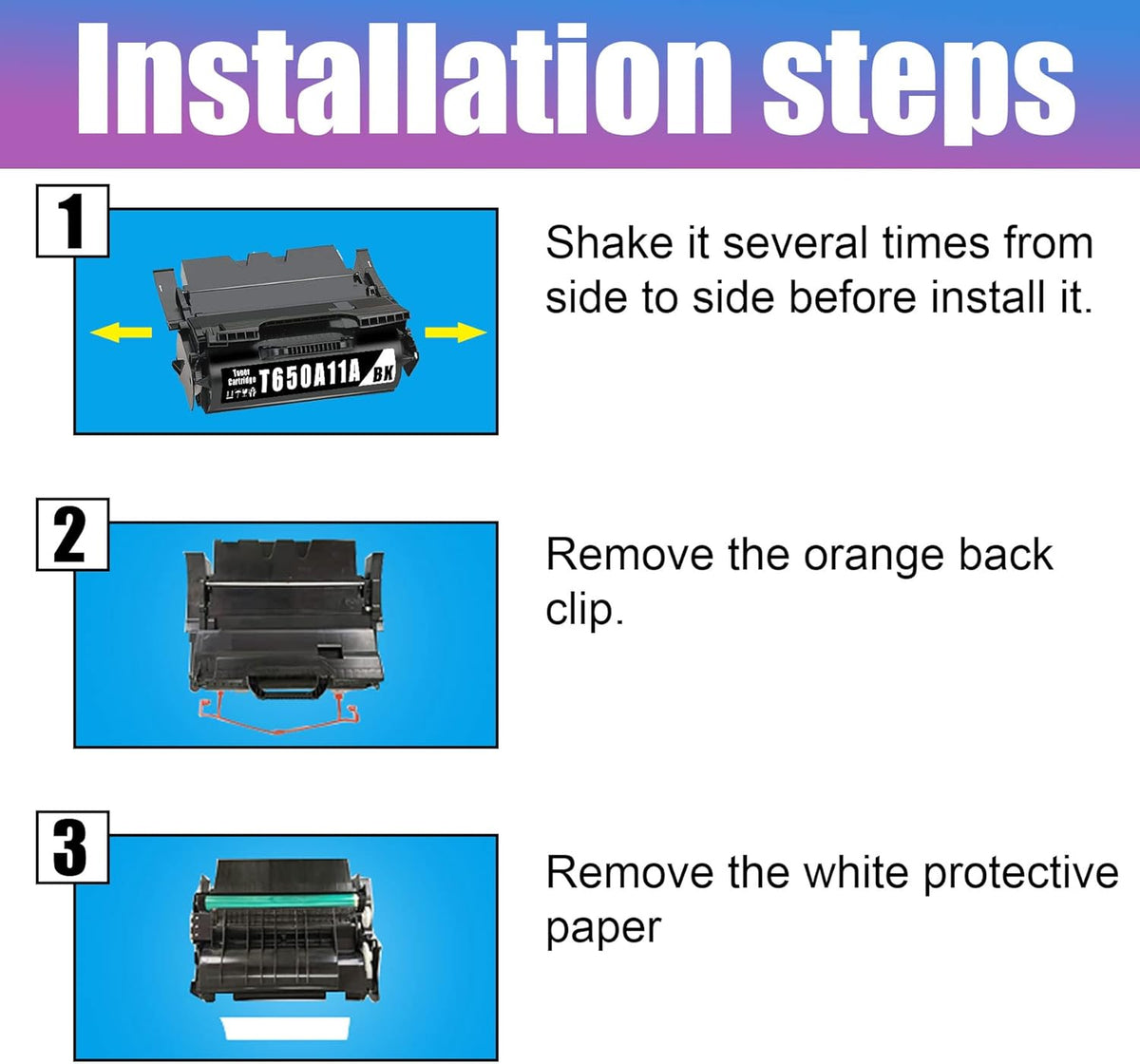 1 Pack Compatible Toner Cartridge for Lexmark T650 T652 T654 T656 TS654 TS656 Printer F985261