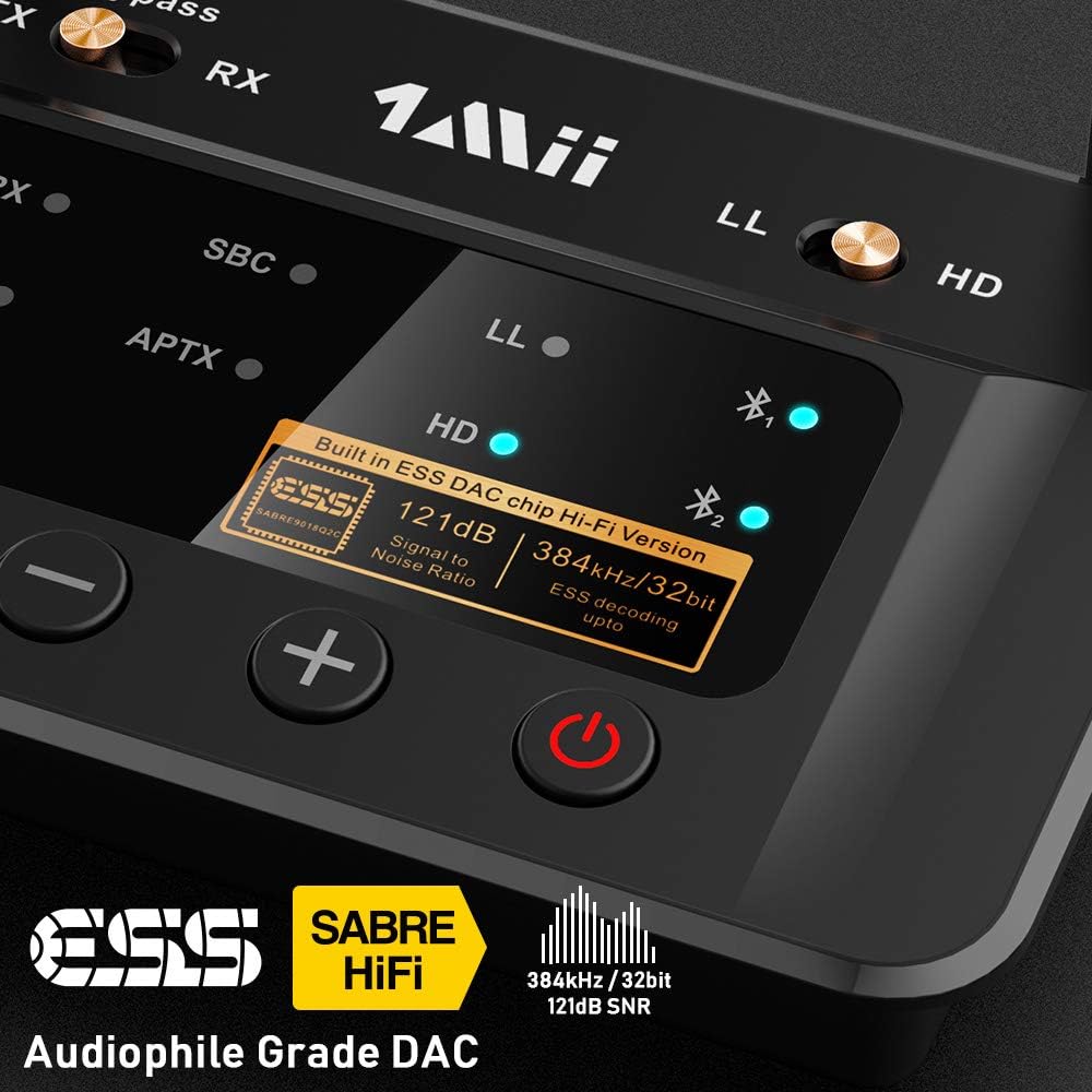 Bluetooth 5.0 Transmitter Receiver with ESS DAC, AptX HD, Optical RCA AUX 3.5mm H507