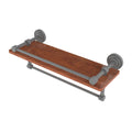 Matte Gray Ironwood Shelf with Gallery Rail and Towel Bar W75484