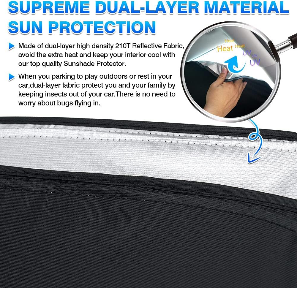 Custom Fit Sun Shade Windshield Sunshade Front Window Shades Rear Windows Cover Full Set 6PCS Pack of 2 S215