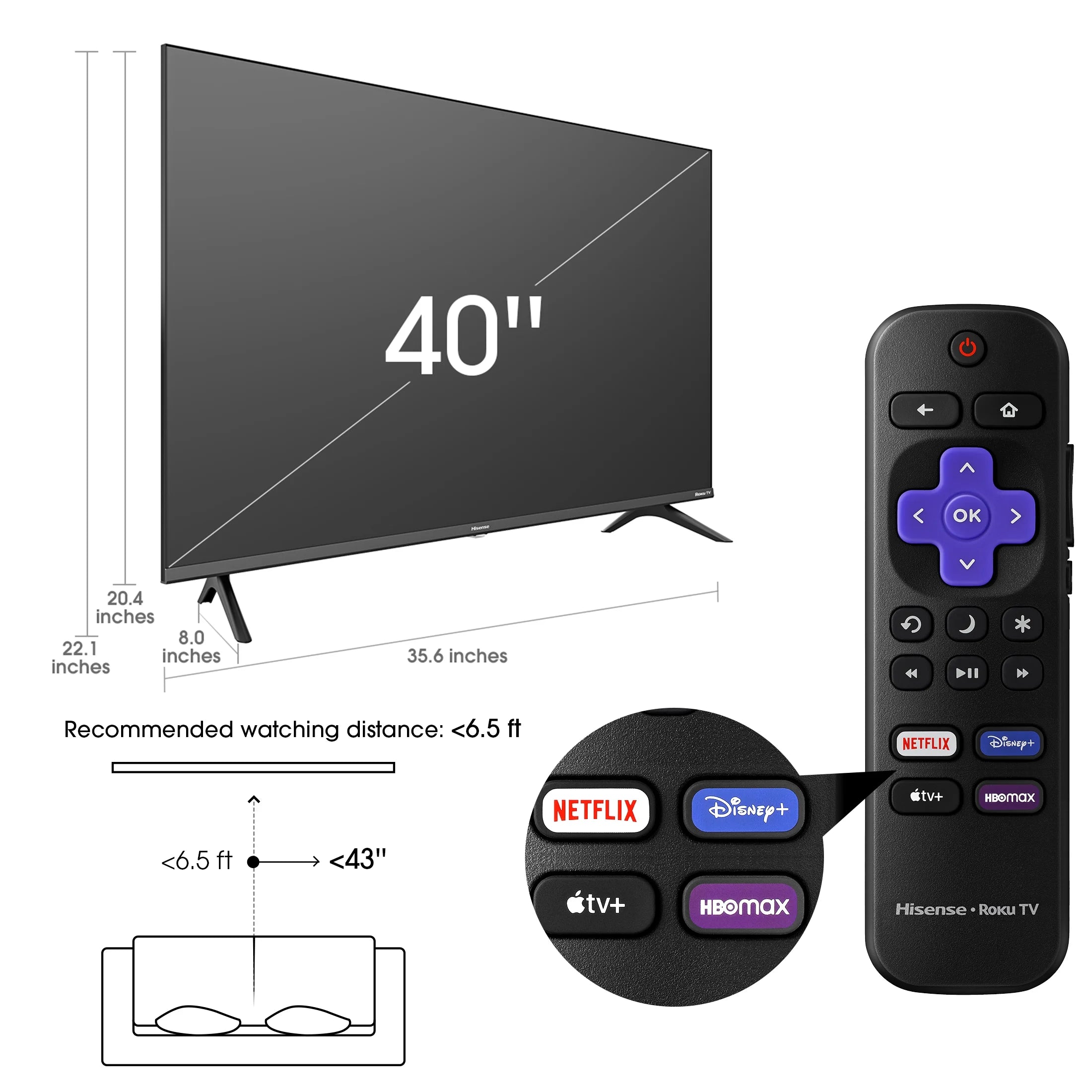 40" 1080p FHD LED LCD Roku Smart TV Z520