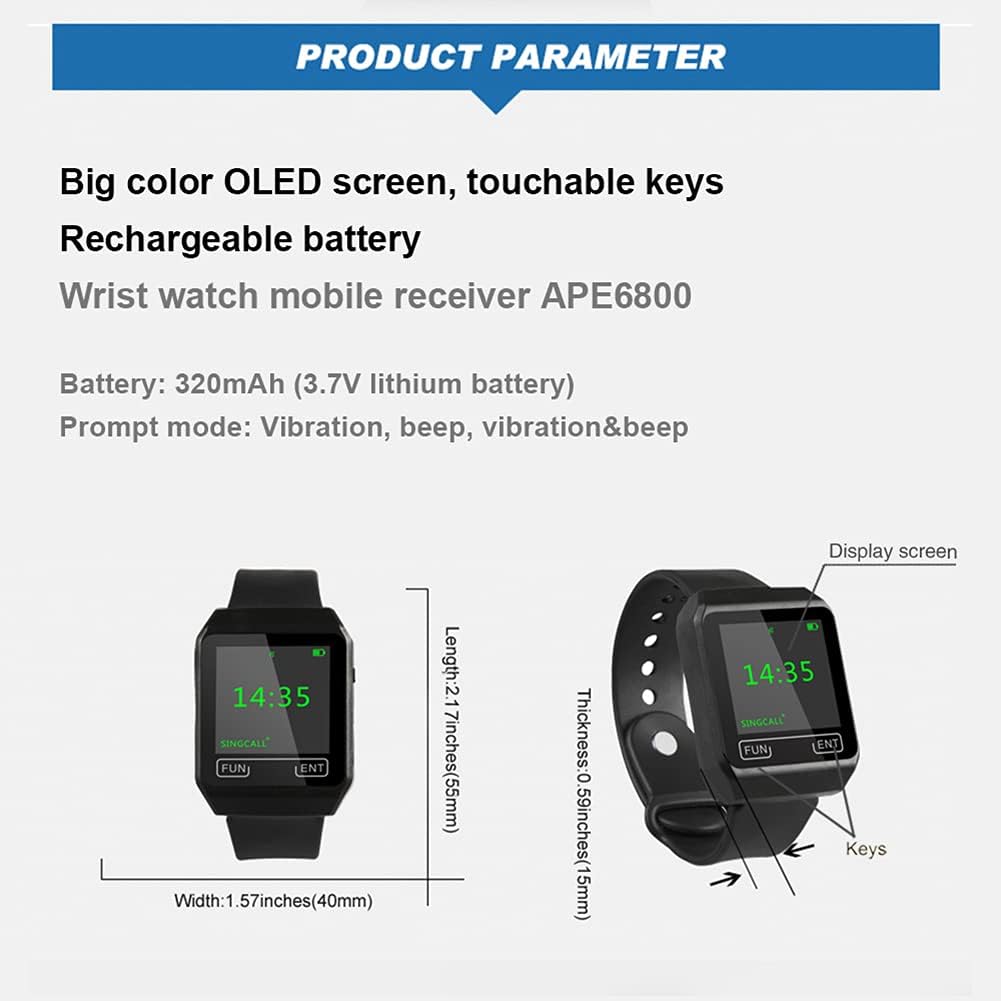 Wireless Caregiver Pager System with 1 Mobile Receiver 2 Call Buttons Q79290