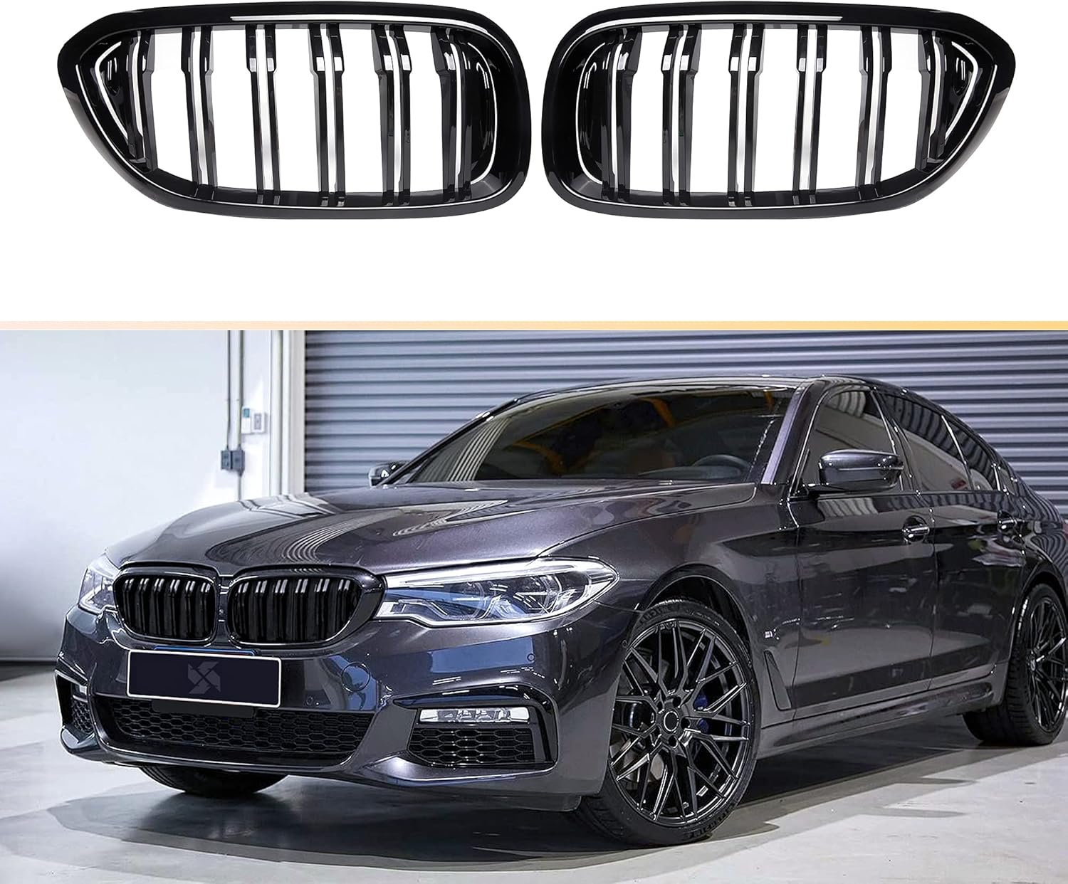 ABS Gloss Black Front Kidney Grille Grill Pack of 2 Z2780